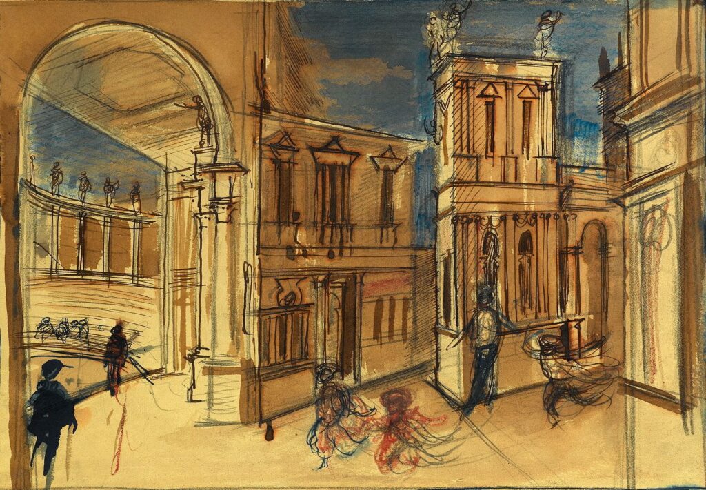 Alan Sorrell - Tourists and running children at The Teatro Olimpico