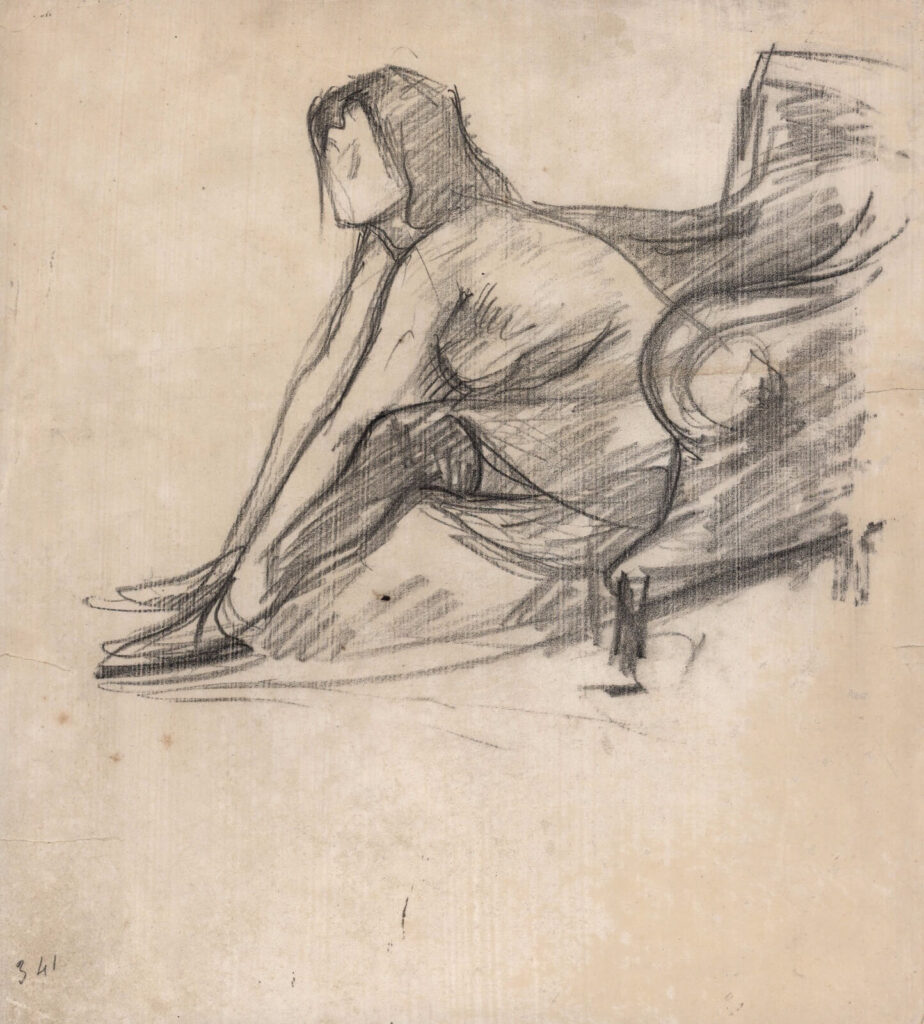 Albert de Belleroche - Model in stockings seated on an armchair