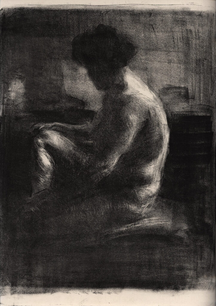 Albert de Belleroche - Seated nude in the dark