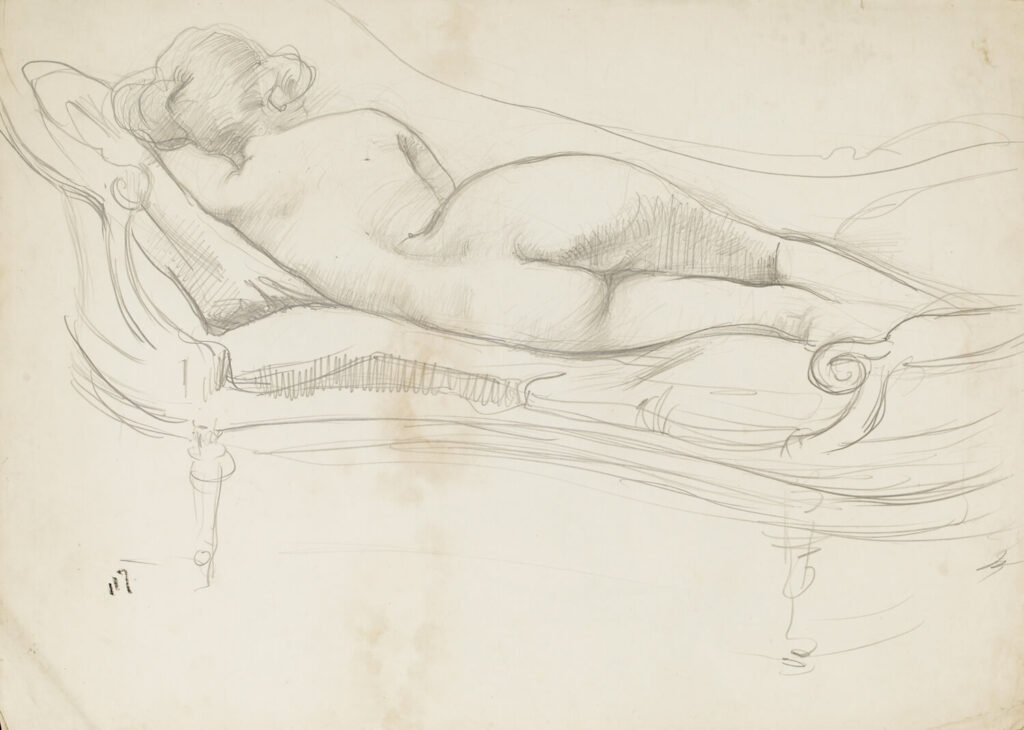 Albert de Belleroche - Sleeping nude on a sofa