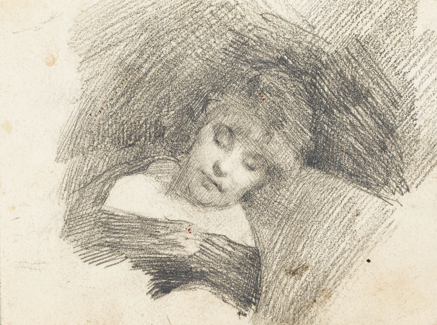 Albert de Belleroche - Sleeping woman head and shoulders