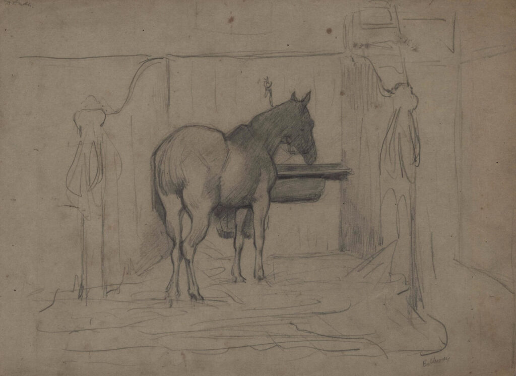 Albert de Belleroche - Study of a horse in a stable