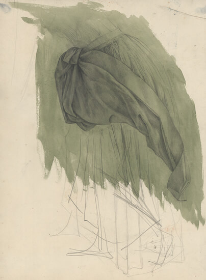 Anne Newland - Study of an apron tucked into the waist band of her lady's skirt