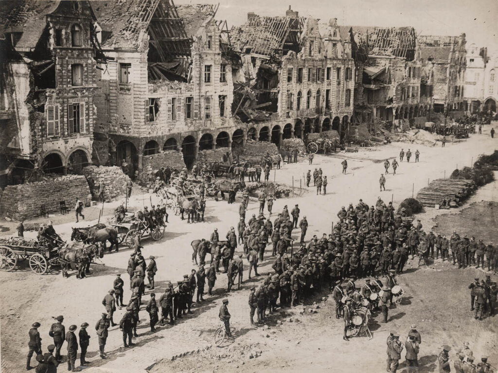 Anonymous - Official photograph issued by Associated Illustration Agencies Ltd. "D 2475: View on one of the squares in Arras..."