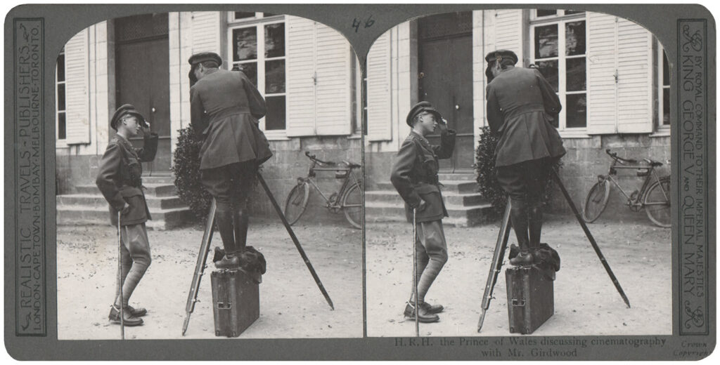 Anonymous - Stereoscopic print: H.R.H. the Prince of Wales discussing cinematography with Mr. Girdwood.