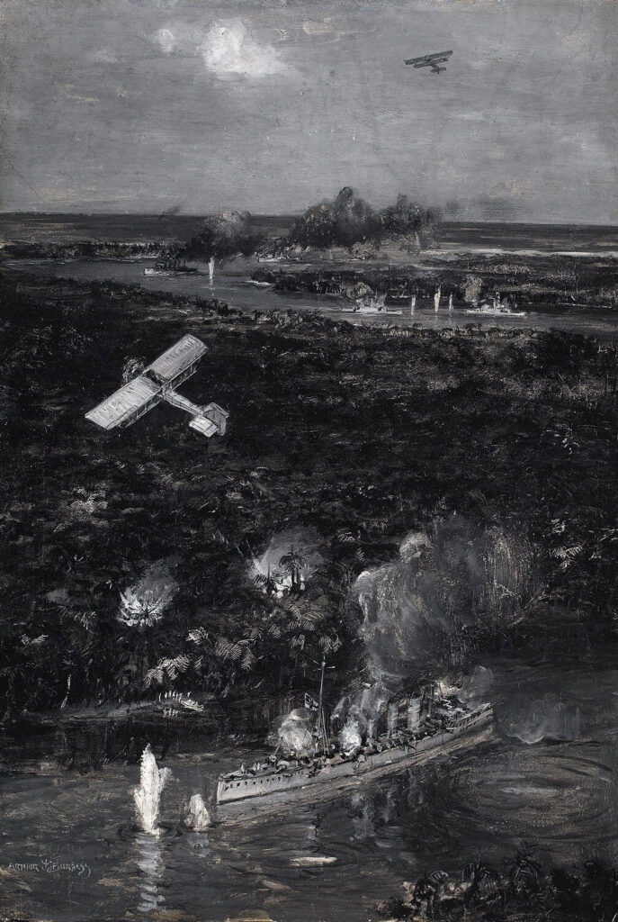 Arthur James Wetherall Burgess - HMS Mersey and Severn firing on SMS Konigsberg