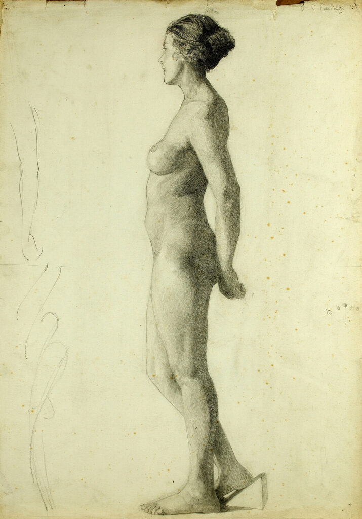 Barbara Constance Freeman - Profile study of nude standing