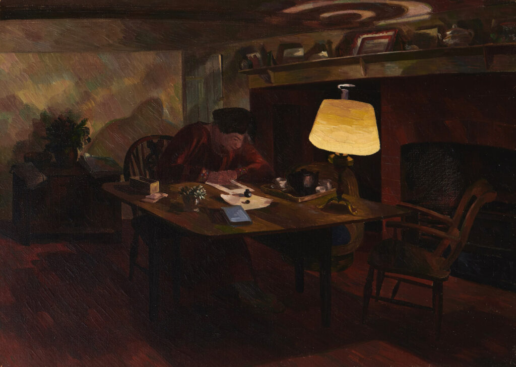 Barnett Freedman - Claudia Writing by Lamplight