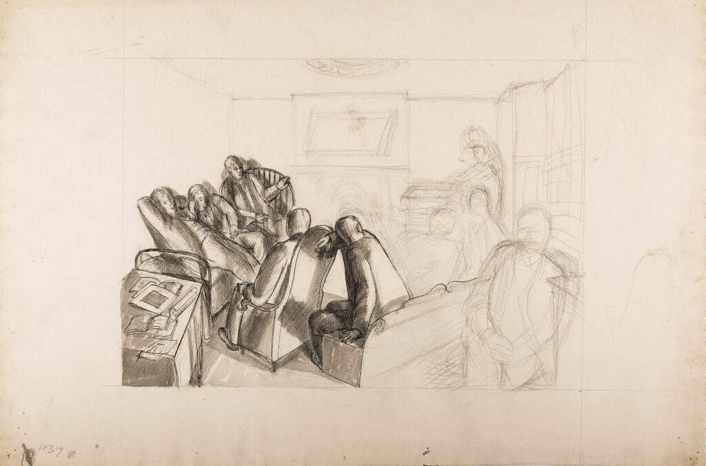 Barnett Freedman - Early study for the Stanhope Street Group