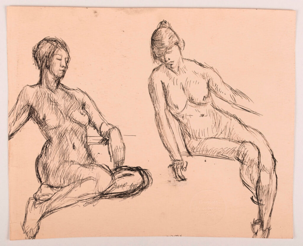 Barnett Freedman - Life study of two seated young women