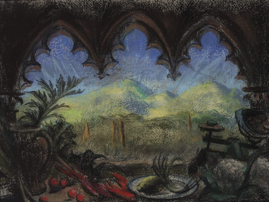 Catherine Olive Moody - Landscape viewed through a gothic arch