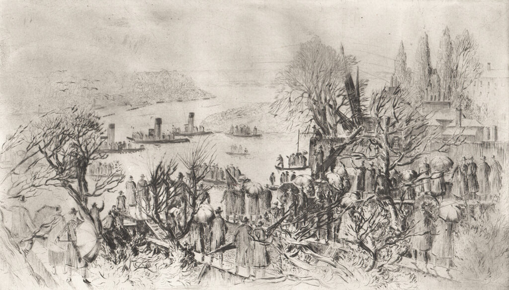 Charles Cundall - Crowd watching a regatta