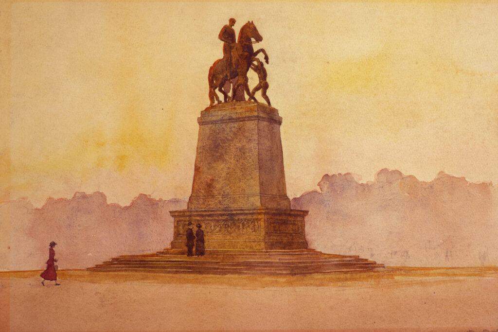 Charles Cundall - Figures in front of the Garibaldi monument
