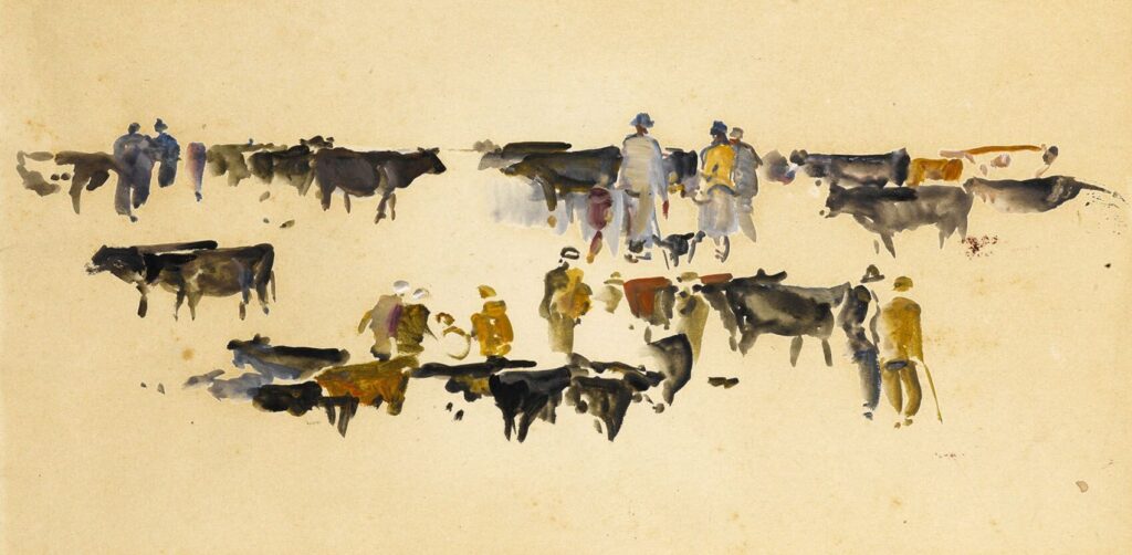 Charles Cundall - Sketch for Cattle Market Newport