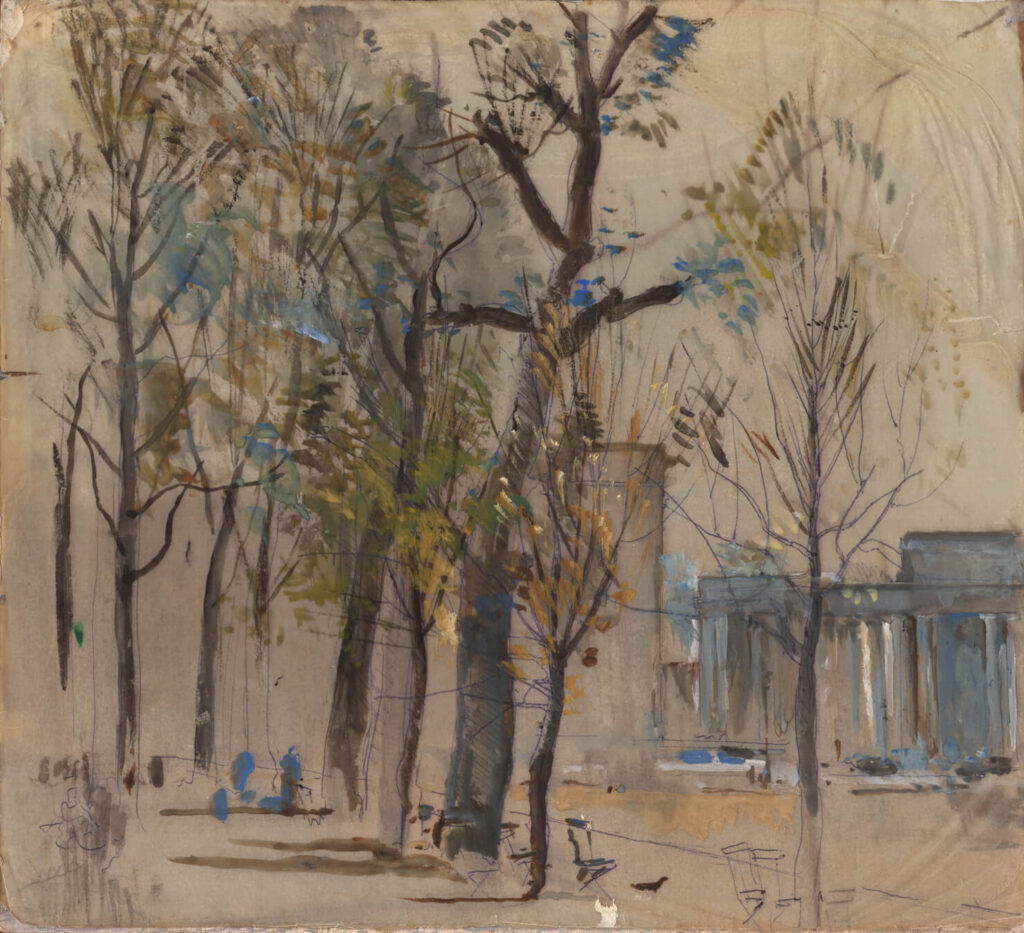 Charles Cundall - Study of Apsley gate from Hyde Park