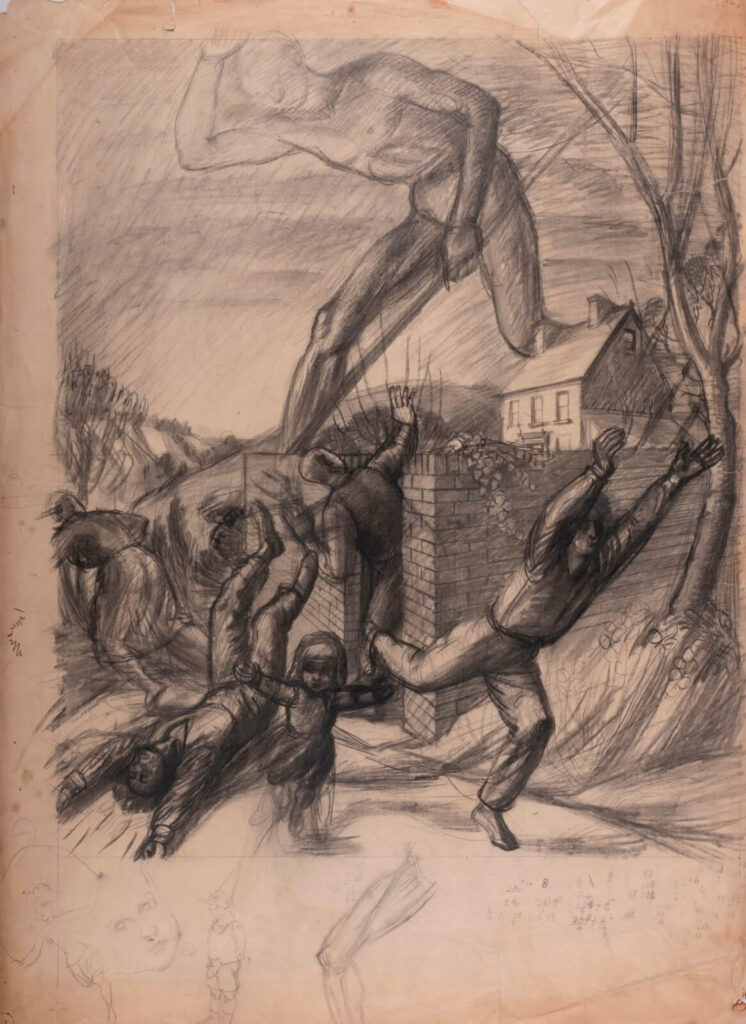 Charles Mahoney - Figures fleeing from a giant