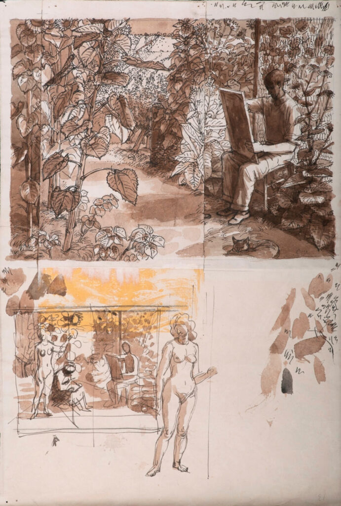 Charles Mahoney - Muses; Study for Self-portrait of the Artist at Work. 1950's