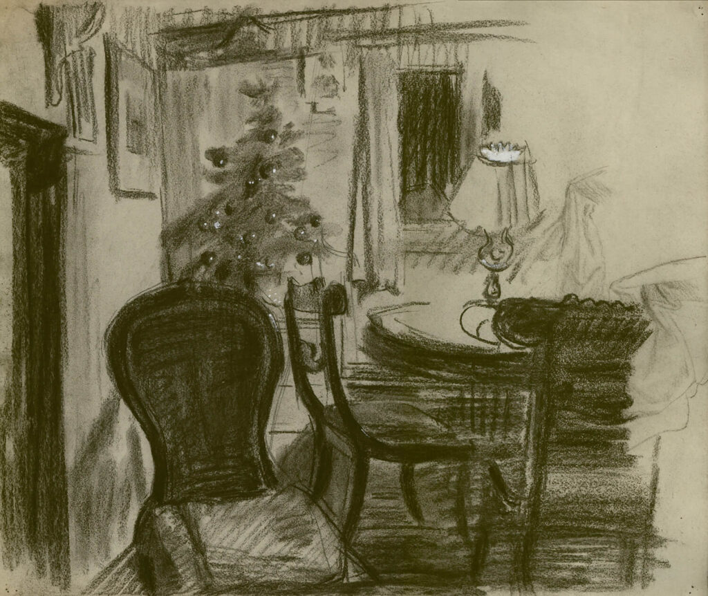 Charles Mahoney - Sitting room with Christmas Tree at Oak Cottage