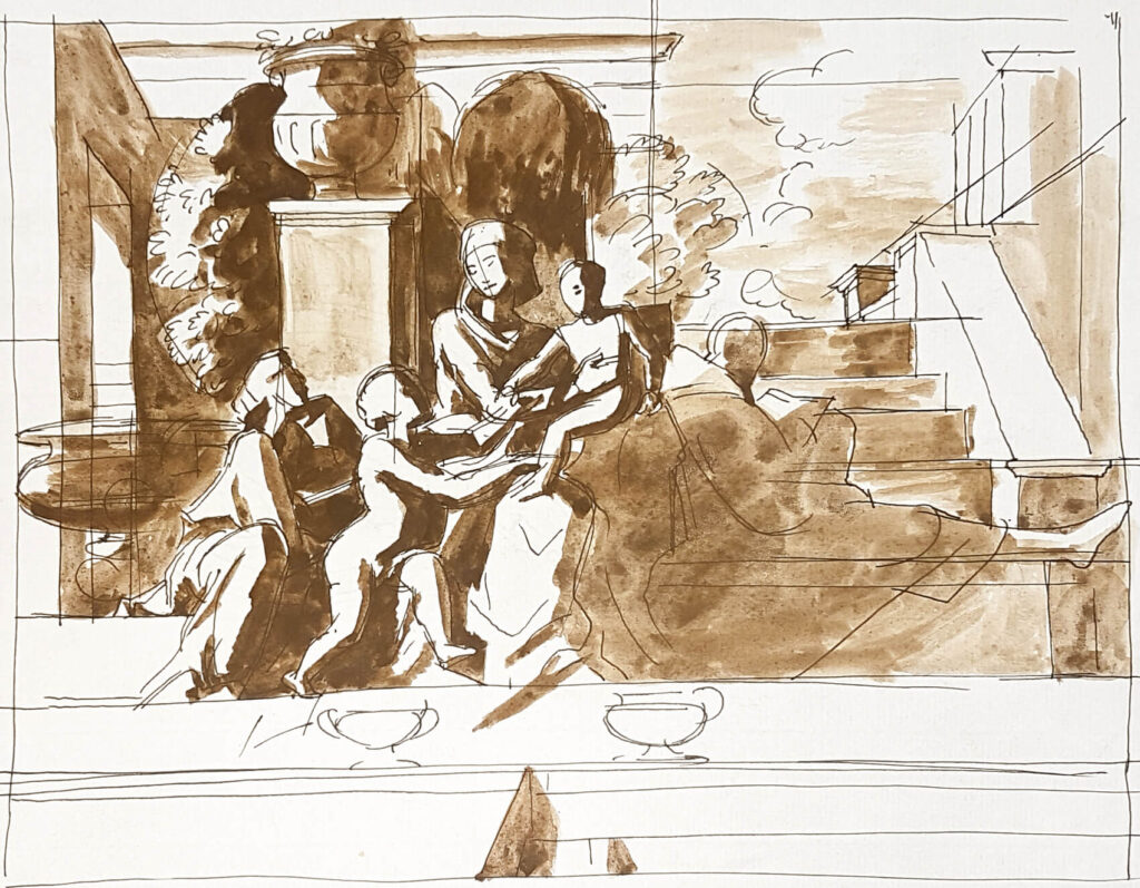 Charles Mahoney - Study of Nicolas Poussins 1648 painting: Madonna on the steps