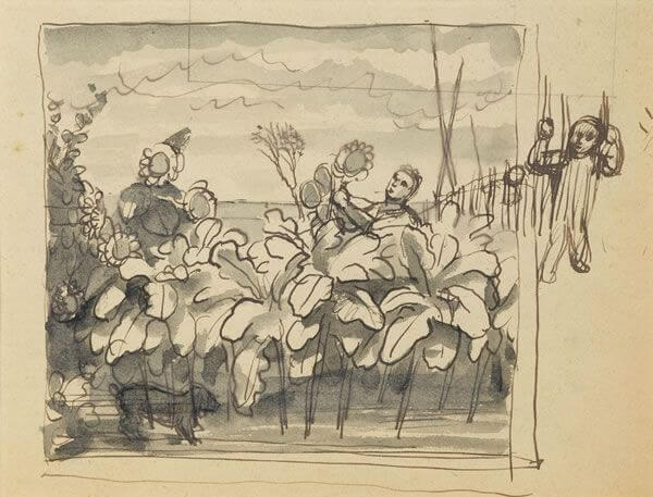 Charles Mahoney - The Artist picking Sunflowers