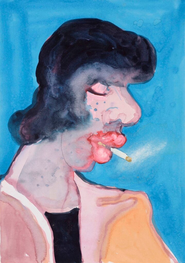David Evans (1929–1988) - Profile portrait of man smoking