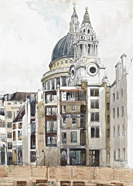 Denys Wells - Bombed House in front of St. Paul's
