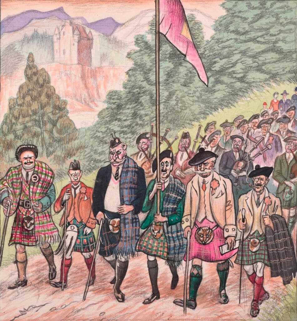Douglas Percy Bliss - Satires of Highland Gatherings; The Strathbannock Highland Gathering. March of the Clansmen