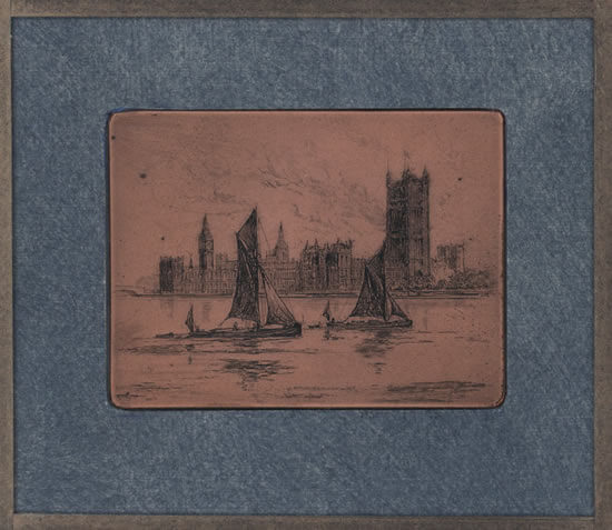 Edgar Maybery - Sailing boats in from of The Houses of Parliament