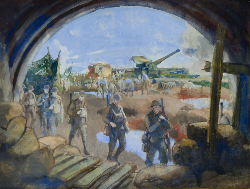 English School - A Breech-loading 9.2" railway gun in action