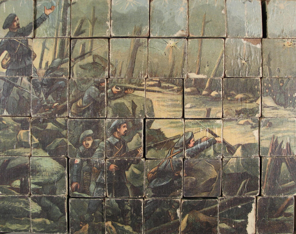 English School - Block Puzzle of a First World War French battle scene