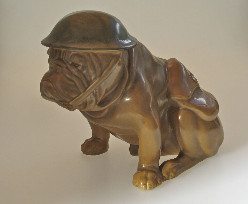 English School - British bulldog in the uniform and tin hat of a First World War Tommy