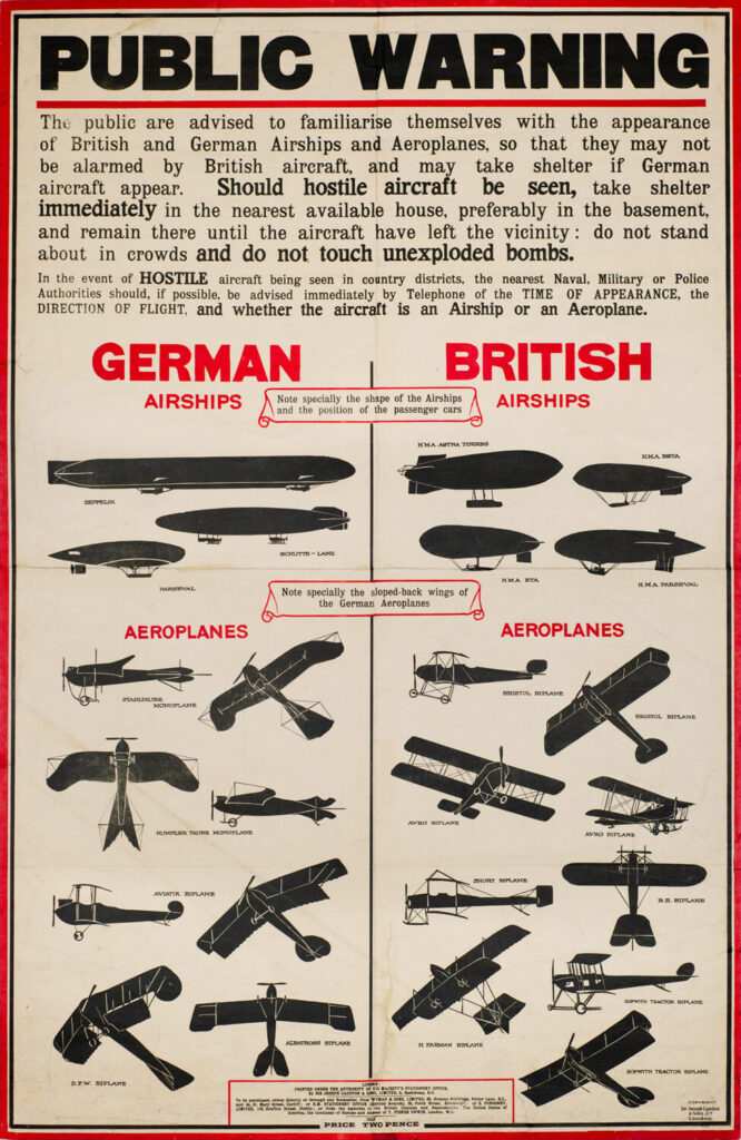 English School - Public WarningGerman airships & British airships