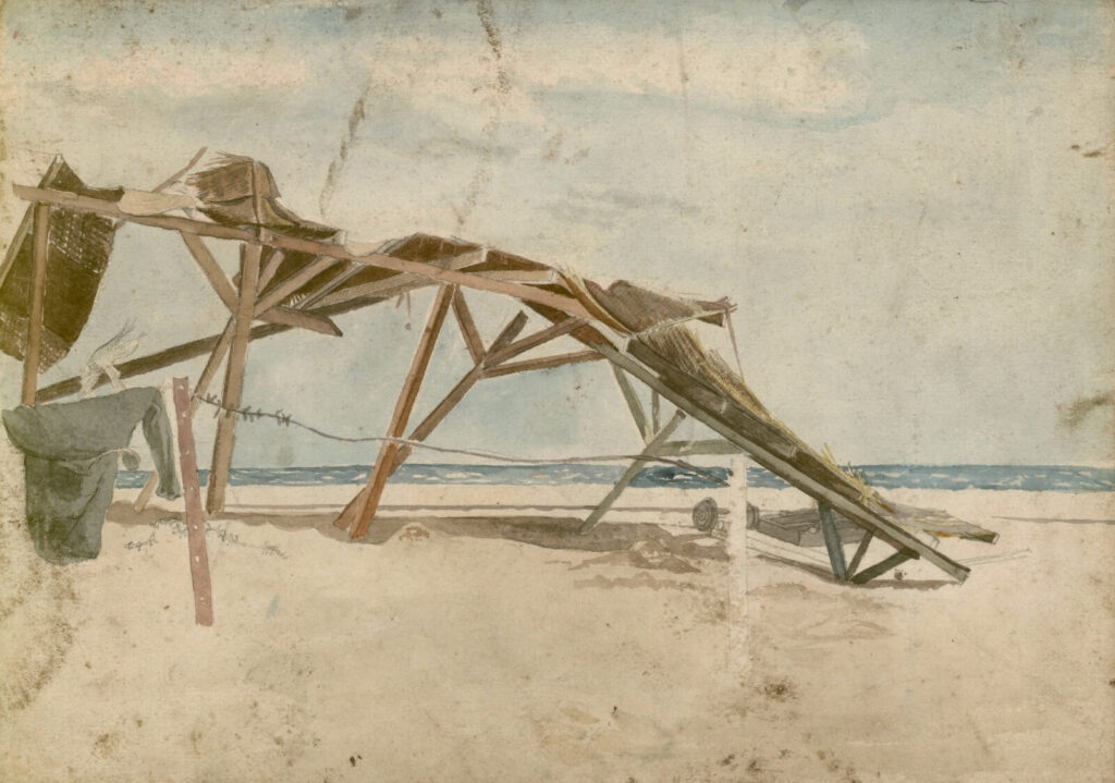 English School - Shelter with discarded munitions cases