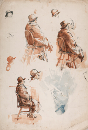 Evelyn Dunbar - Art school study of a lady seated on a Windsor chair