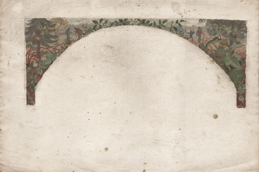 Evelyn Dunbar - Colour study for sub-gallery spandrels at Brockley County School for Boys [HMO 551]