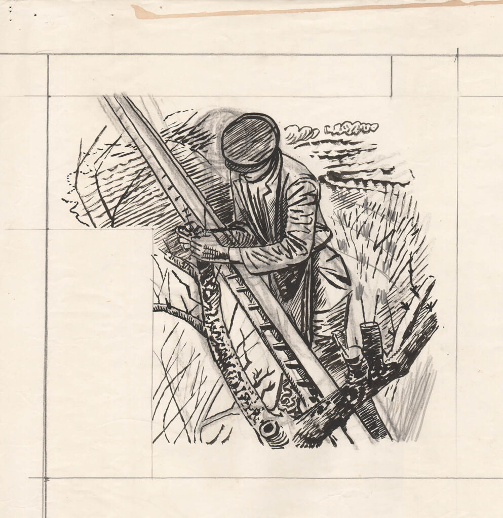 Evelyn Dunbar - Man on a pruning ladder