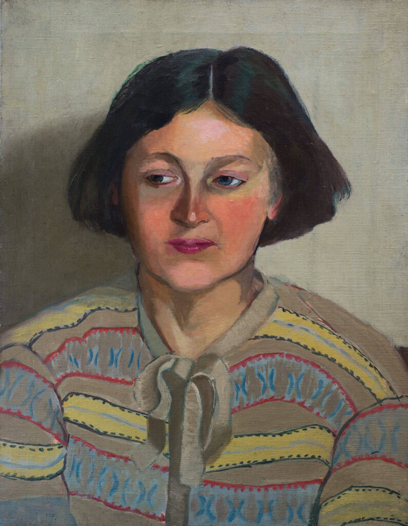 Evelyn Dunbar - Portrait of a woman wearing a Fair Isle cardigan