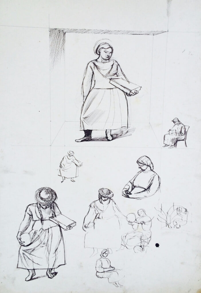 Evelyn Dunbar - Preliminary studies for April and other figures