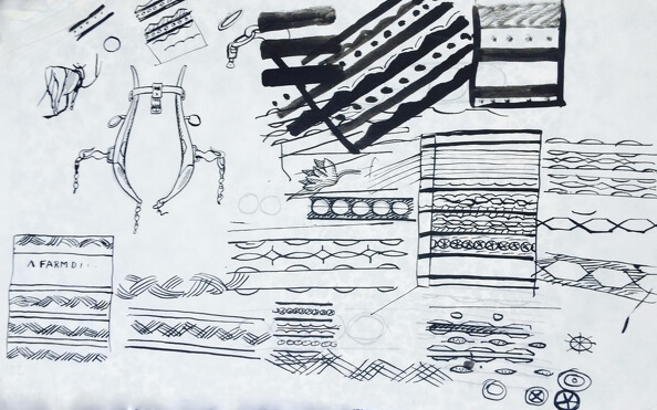 Evelyn Dunbar - Preliminary studies for the cover and interior illustrations for Derek Chapman's A Farm Dictionary