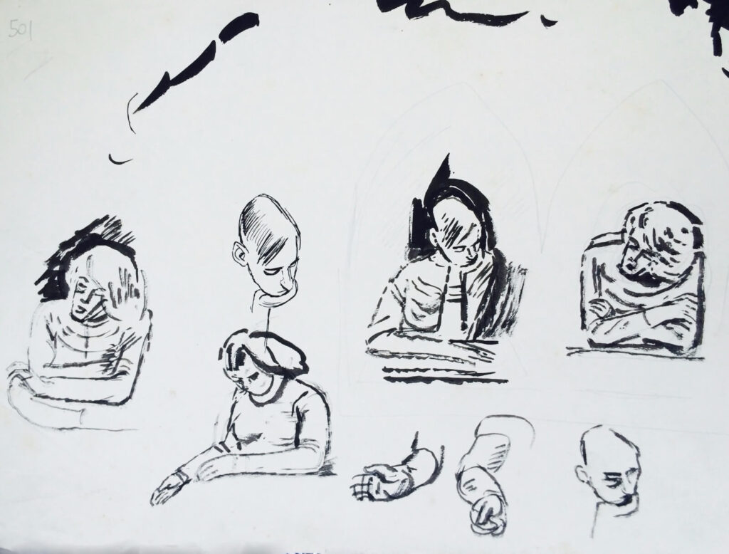 Evelyn Dunbar - Preparatory studies of students at Wye College