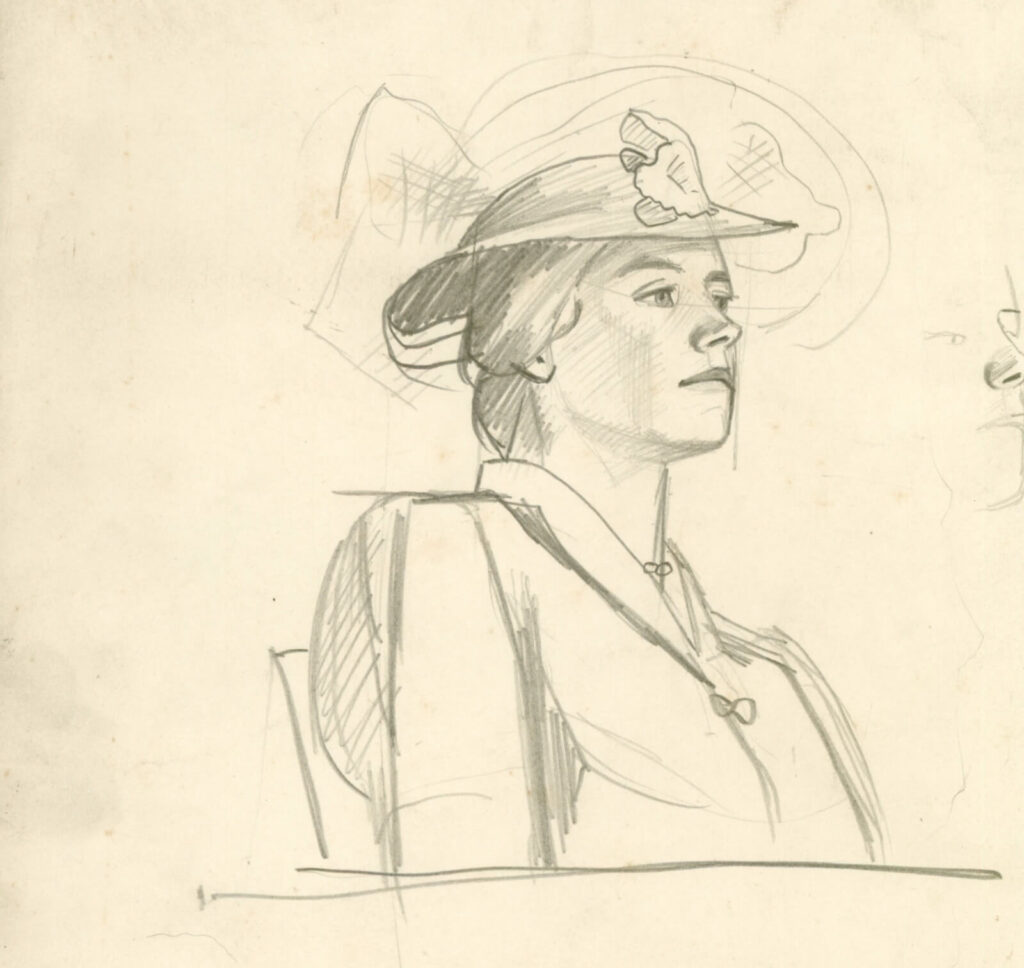 Evelyn Dunbar - Profile portrait waist length