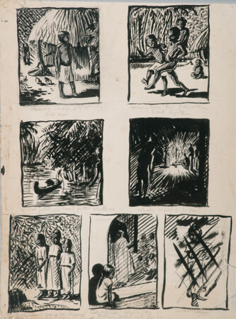 Evelyn Dunbar - Sheet of African figures