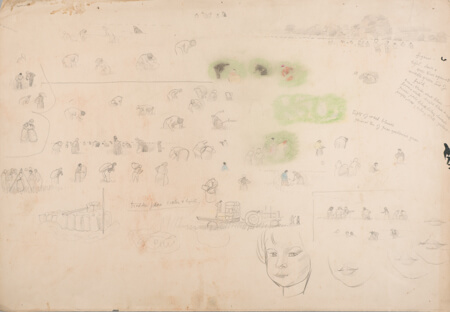 Evelyn Dunbar - Sheet of studies for Sparsholt