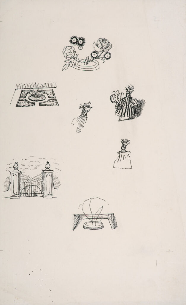 Evelyn Dunbar - Sheet with vignettes including study for April