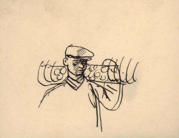 Evelyn Dunbar - Sketch of man carrying a hay-tedder