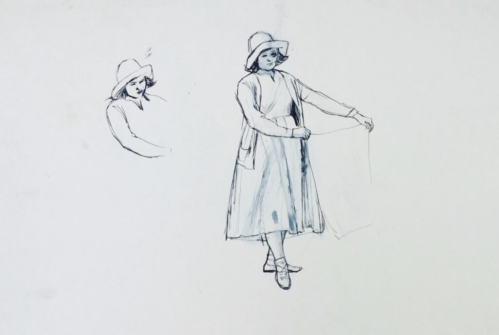 Evelyn Dunbar - Sketch of standing woman with hat