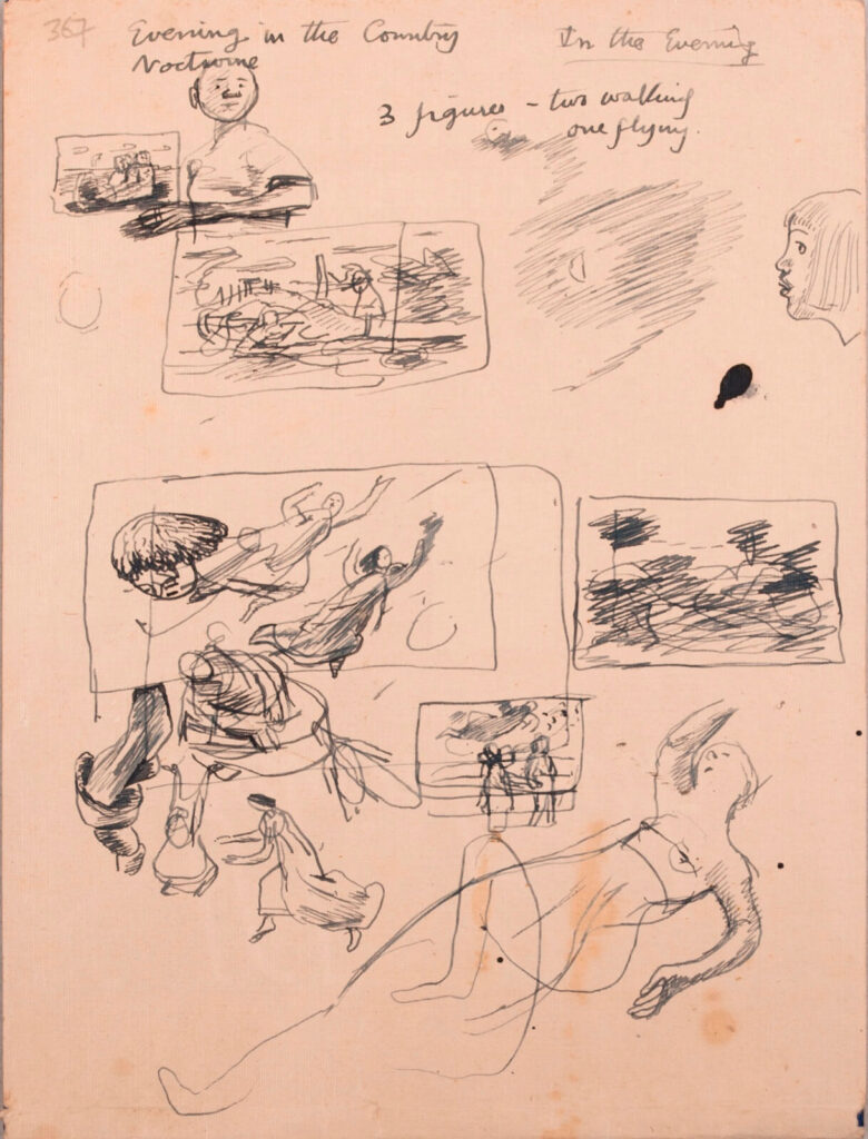 Evelyn Dunbar - Sketches and designs for an unrealised painting entitled Evening in the Country