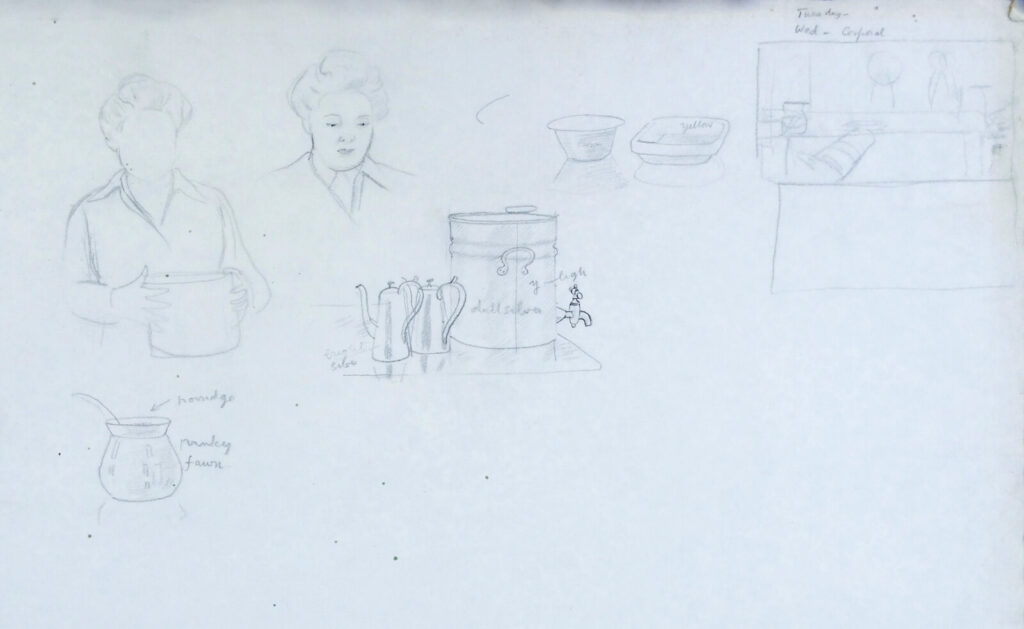 Evelyn Dunbar - Sketches for WAAF personnel working in the kitchens