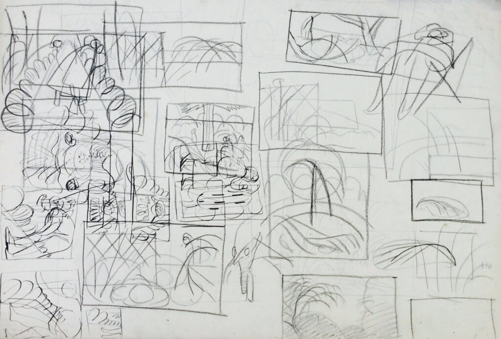 Evelyn Dunbar - Sketches linked to various gardening images