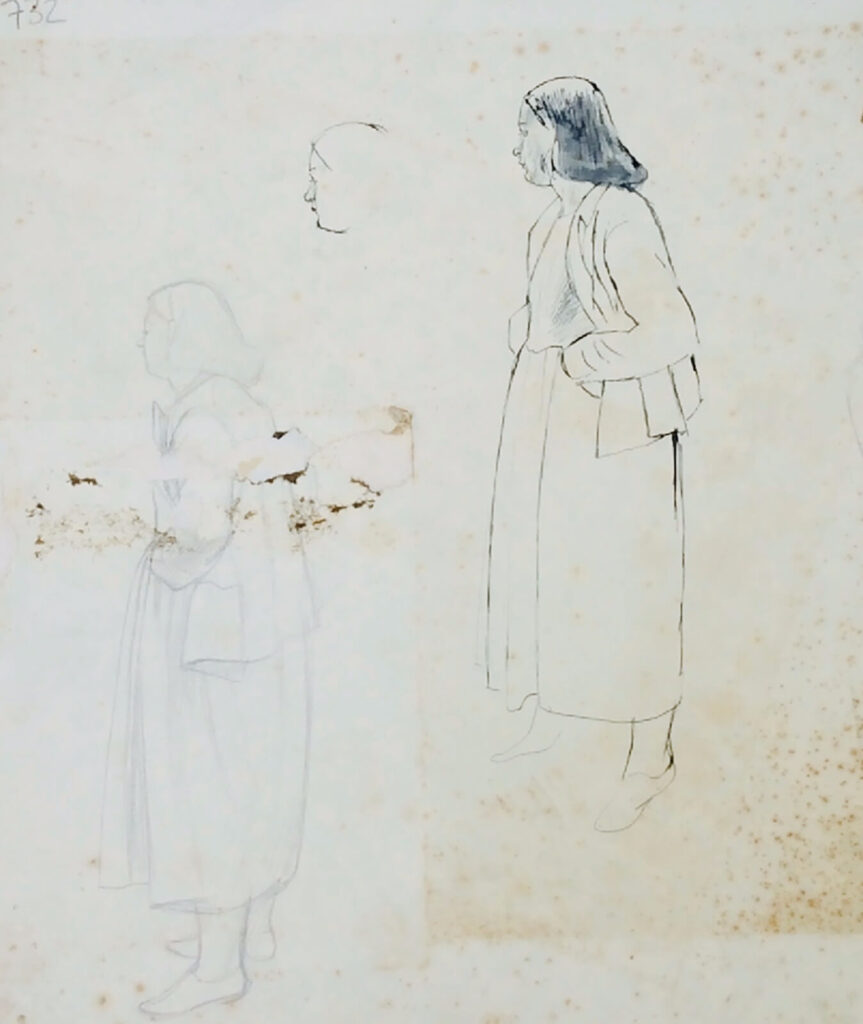 Evelyn Dunbar - Sketches of a standing woman